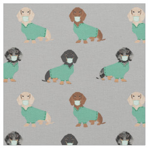 Dackel in Scrubs grau Stoff