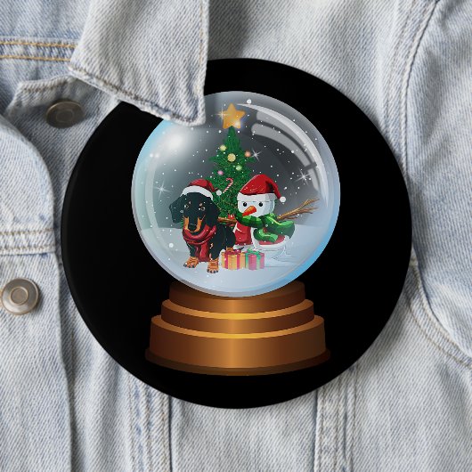 Dackel in Snowball Weinvolle Weihnachtsfeier Dacke Button (Beispiel)