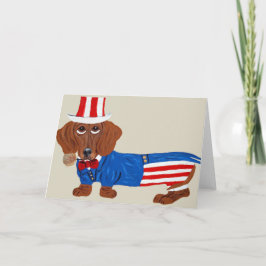 Dackel in Uncle Sam Anzug Karte