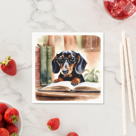 Dackel in Wasserfarben Kunst Serviette (Beispiel)