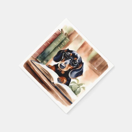 Dackel in Wasserfarben Kunst Serviette (Ecke)