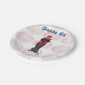 Dackel Independence Day Party Teller (Schrägansicht)