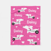 Dackel IVDD Rollstuhlfahrer Dackel Hund rosa Schup Fleecedecke (Vorderseite)