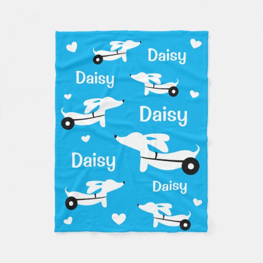 Dackel IVDD Rollstuhlfahrer Dackel Hundelaken Fleecedecke (Vorderseite)