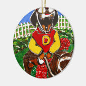 DACKEL JOCKEY KERAMIK ORNAMENT (Links)