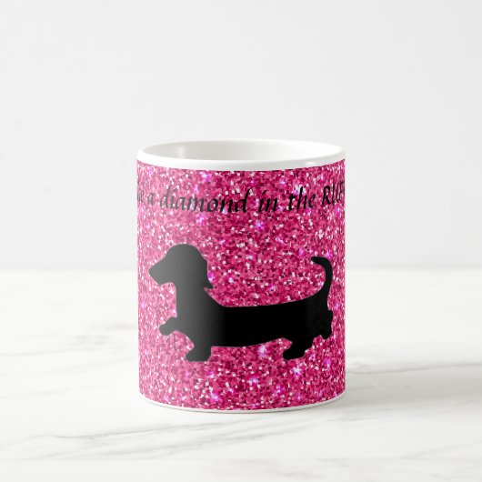 Dackel Kaffee Tasse Glitzer Dackel Hunde Geschenk  (Mittel)