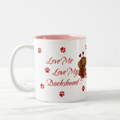 Dackel-Kaffee-Tasse ~ Liebe ich meine Liebe Zweifarbige Tasse (Links)