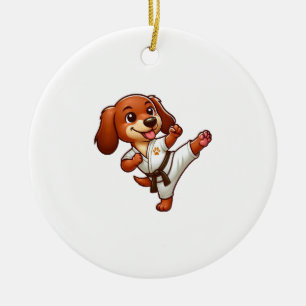 Dackel Karate Martial Arts High Kick Keramik Ornament