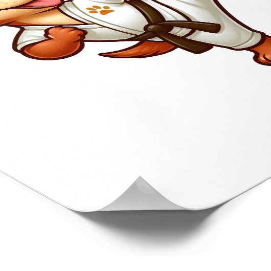 Dackel Karate Martial Arts High Kick Poster (Ecke)