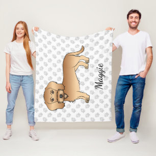 Dackel-Karikatur "Wheaten Wire" und Name Fleecedecke