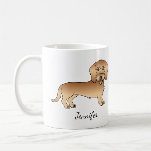 Dackel-Karikatur "Wheaten Wire" und Name Kaffeetasse (Links)