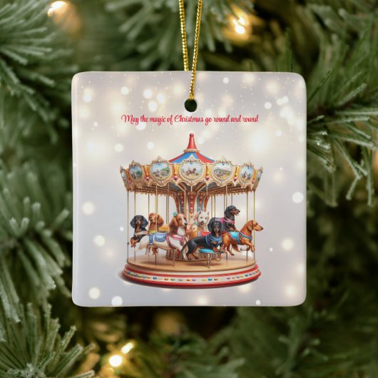 Dackel Karousel Weihnachten Keramikornament (Baum)