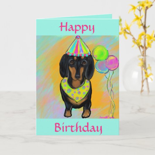 Dackel Karte (Gelbe Blume)