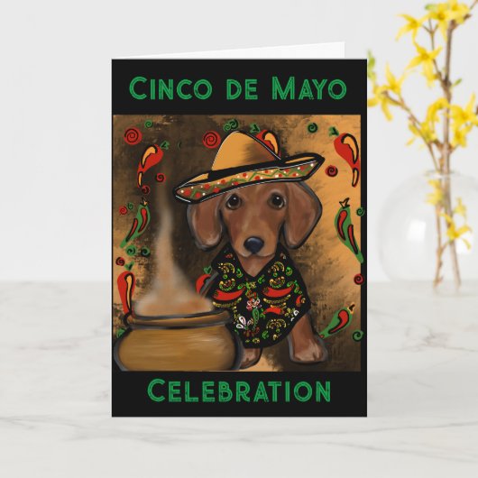 Dackel Karte (Gelbe Blume)