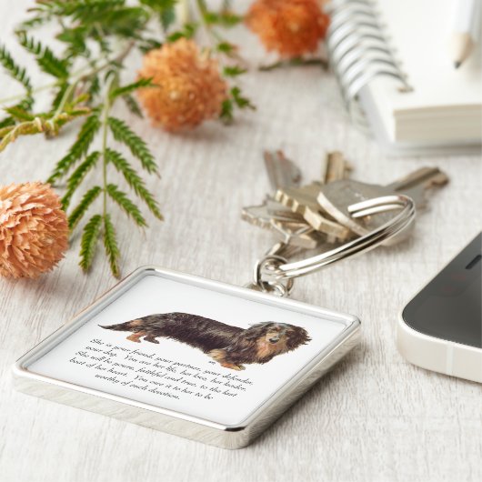 Dackel Keepake — Weiblich Schlüsselanhänger (Seite)