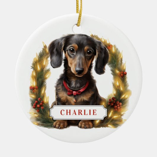 Dackel Keramik Circle Ornament (Vorne)