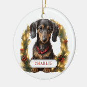 Dackel Keramik Circle Ornament (Links)
