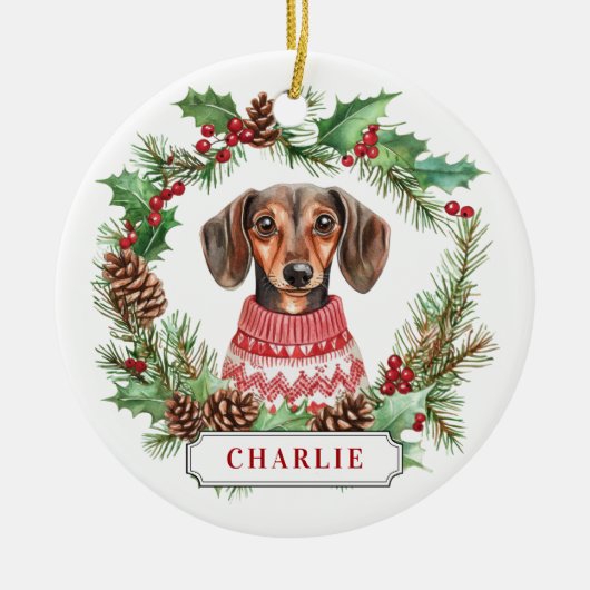 Dackel Keramik Circle Ornament (Vorne)