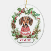 Dackel Keramik Circle Ornament (Links)