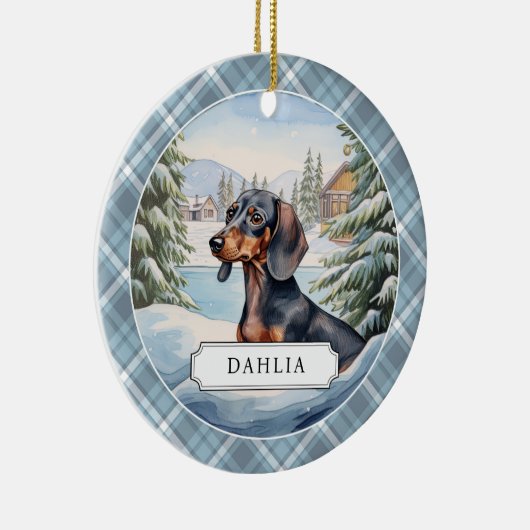 Dackel Keramik Circle Ornament (Rechts)