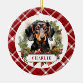 Dackel Keramik Circle Ornament (Vorne)