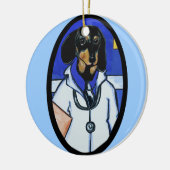 DACKEL KERAMIK ORNAMENT (Links)