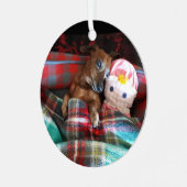 Dackel Keramik Ornament Aus Metall (Vorderseite links)