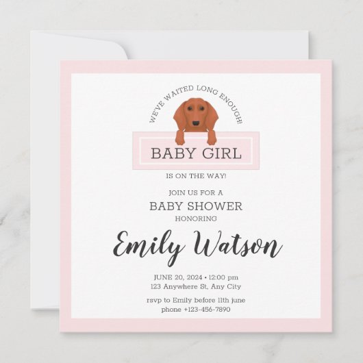 Dackel Kinderdusche Einladung Postkarte (Vorderseite)