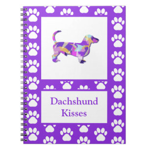 Dackel Kisses Dog Silhouette PurplePY&B Notizblock