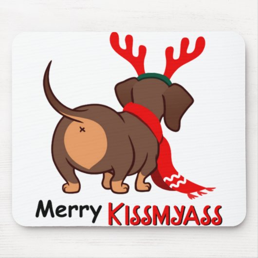 Dackel Kissmyass xmas Liebhaber Dackel Hund Mousepad (Vorne)