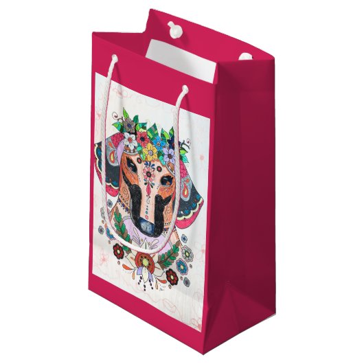 Dackel Kleine Geschenktüte (Vorderseite Schrägansicht)