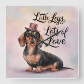 Dackel Kleine Legen Viele Lieben Quadratische Wanduhr (Vorderseite)