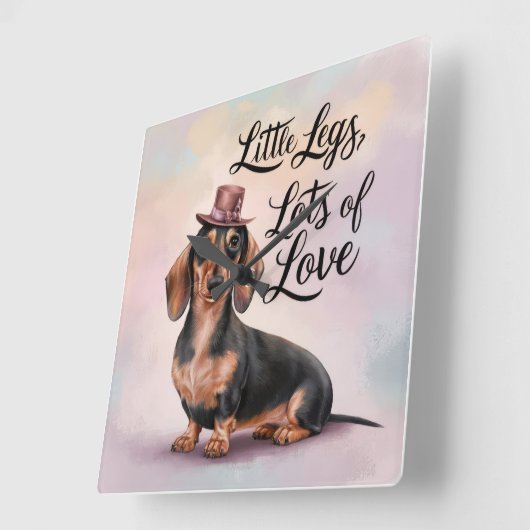 Dackel Kleine Legen Viele Lieben Quadratische Wanduhr (Winkel)