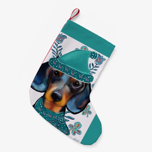 DACKEL KLEINER WEIHNACHTSSTRUMPF (Vorderansicht (hängend))