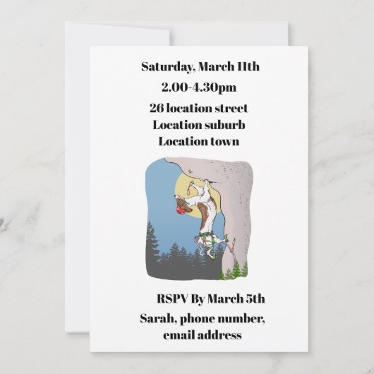 Dackel Klettern Einladung (Rückseite)