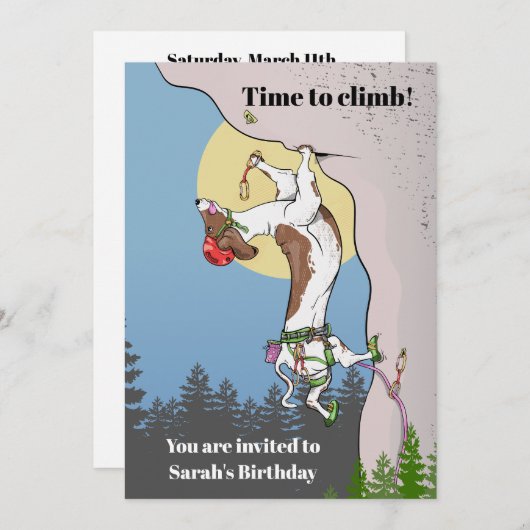 Dackel Klettern Einladung (Vorne/Hinten)