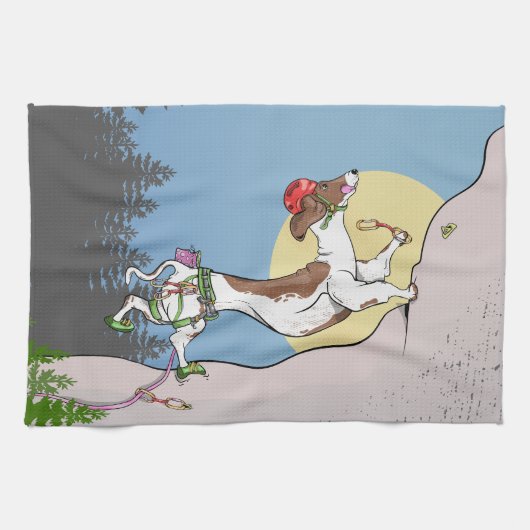 Dackel Klettern Geschirrtuch (Horizontal)