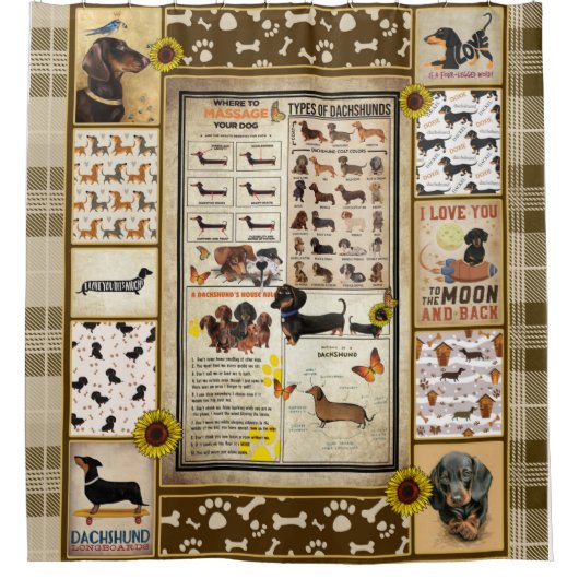 Dackel Knowledge Blanket Geschenk Duschvorhang (Vorderseite)