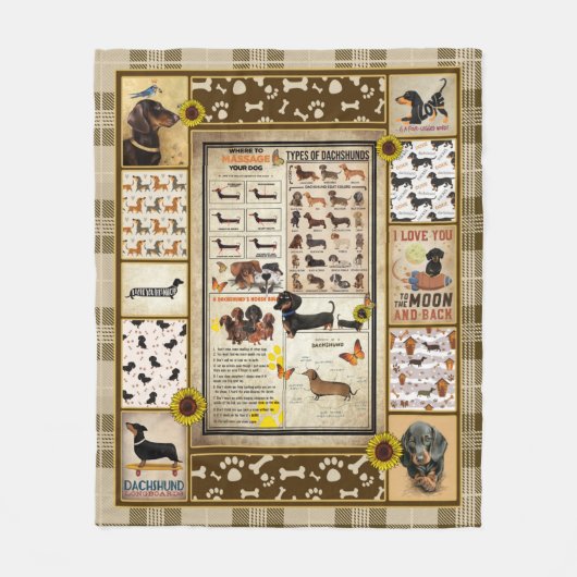 Dackel Knowledge Blanket Geschenk Fleecedecke (Vorderseite)