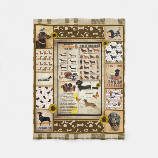 Dackel Knowledge Blanket Geschenk Fleecedecke (Vorderseite)