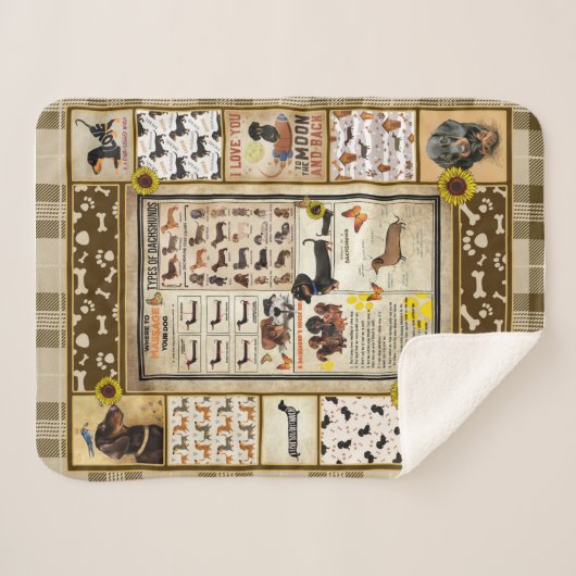 Dackel Knowledge Blanket Geschenk Sherpadecke (Vorderseite (Horizontal))