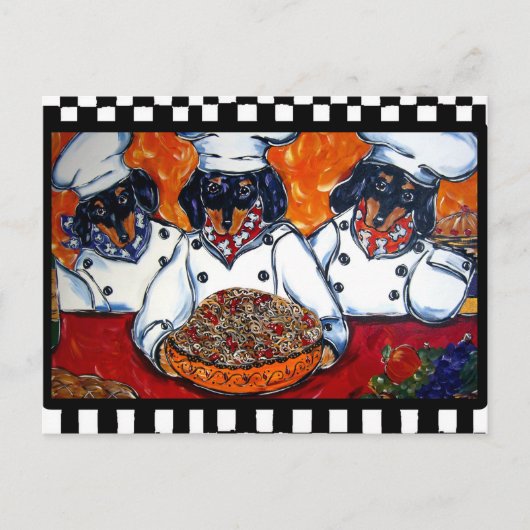 Dackel Köche Postkarte (Vorderseite)