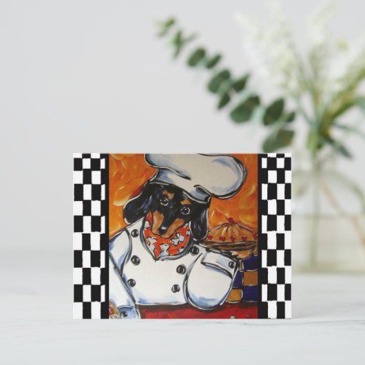 Dackel Köche Postkarte (Stehend Vorderseite)