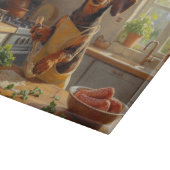 Dackel kocht in der Küche Schneidebrett (Ecke)