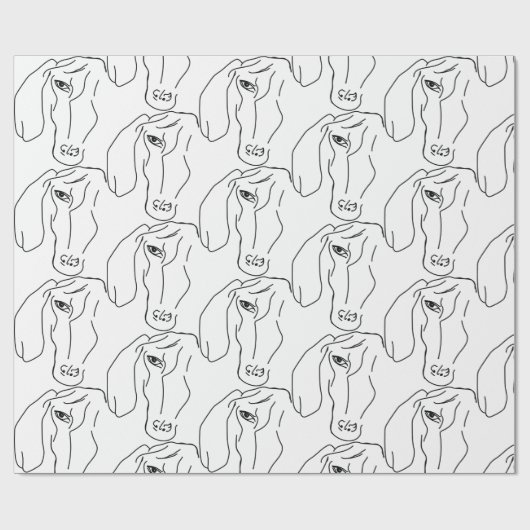 Dackel-Kopf, Kunst Zeichnend Geschenkpapier (Flach)