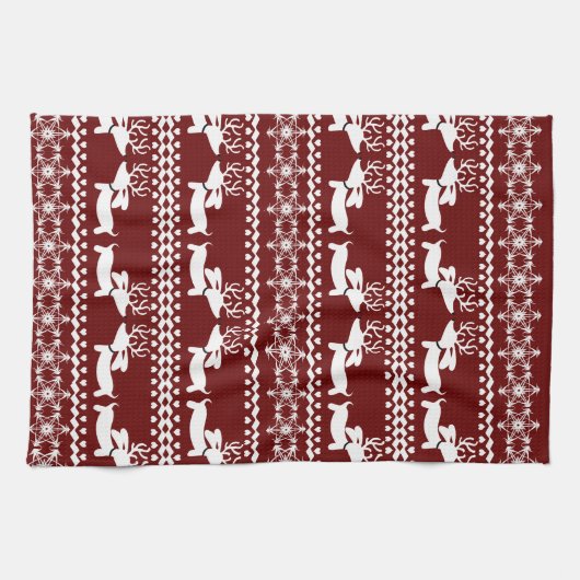 Dackel Küche Weihnachtsgeschenk oder Dekoration  Geschirrtuch (Horizontal)