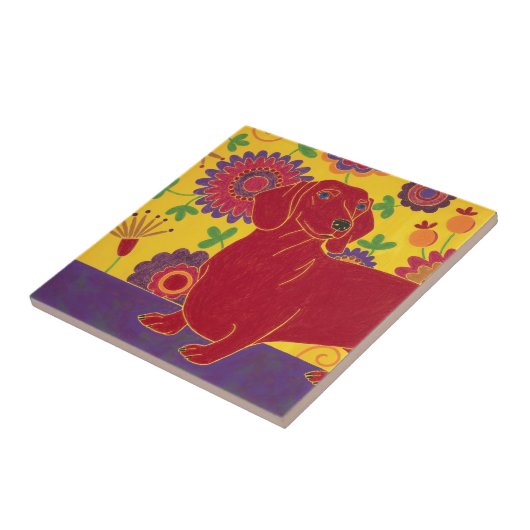 Dackel-Kunst Fliese (Seite)