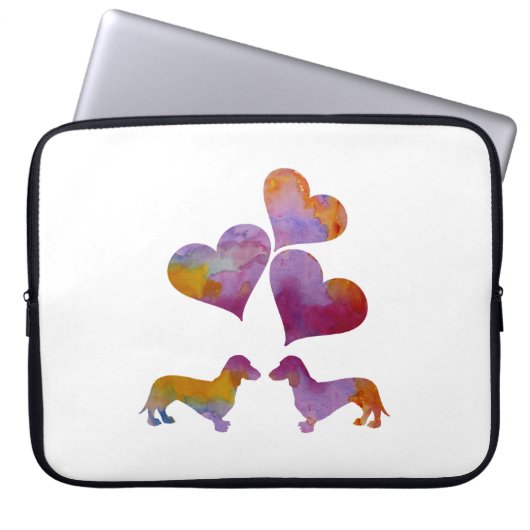 Dackel-Kunst Laptopschutzhülle (Vorderseite)
