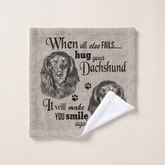 Dackel Kunst, wenn alles versage Zitat Badhandtuch Set (Waschlappen)