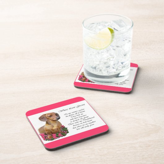 Dackel Kunstgeschenke Getränkeuntersetzer (Rechte Seite)